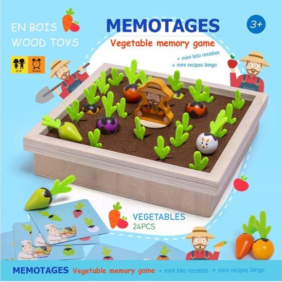 Montessori Wooden Vegetable Memory Game Toddler Learning Toy NEW - Picture 5 of 10